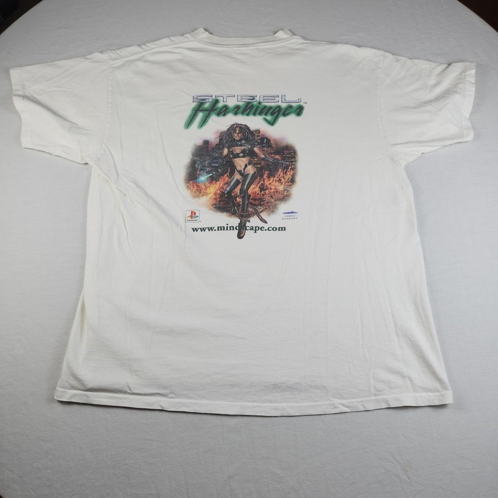 Vintage Steel Harbinger PlayStation Video Game T-Shirt XL White Single Stitch